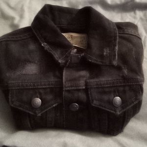 Boys Polo by Ralph Lauren Distressed Denim Jacket Black Size 3/3T